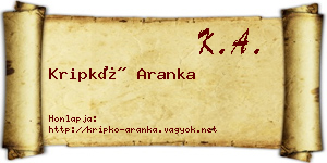 Kripkó Aranka névjegykártya
